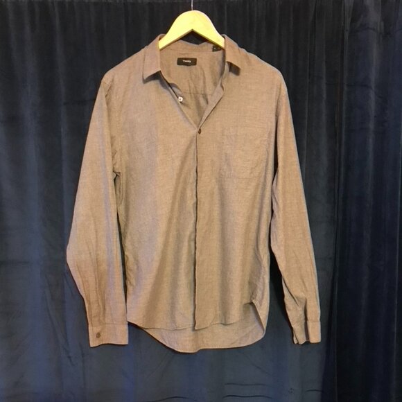 Mens Theory Medium Button Down Shirt Gray - Picture 1 of 3